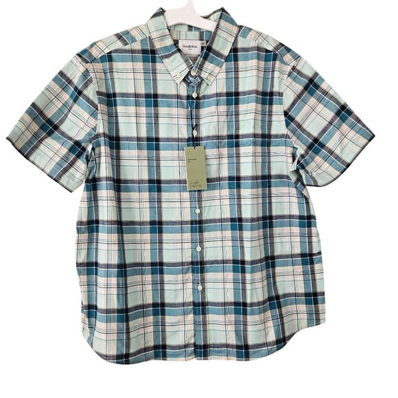 Goodfellow & Co Mens Standard Fit Plaid Short Sleeve Shirt Size XXL Casual - Picture 1 of 11